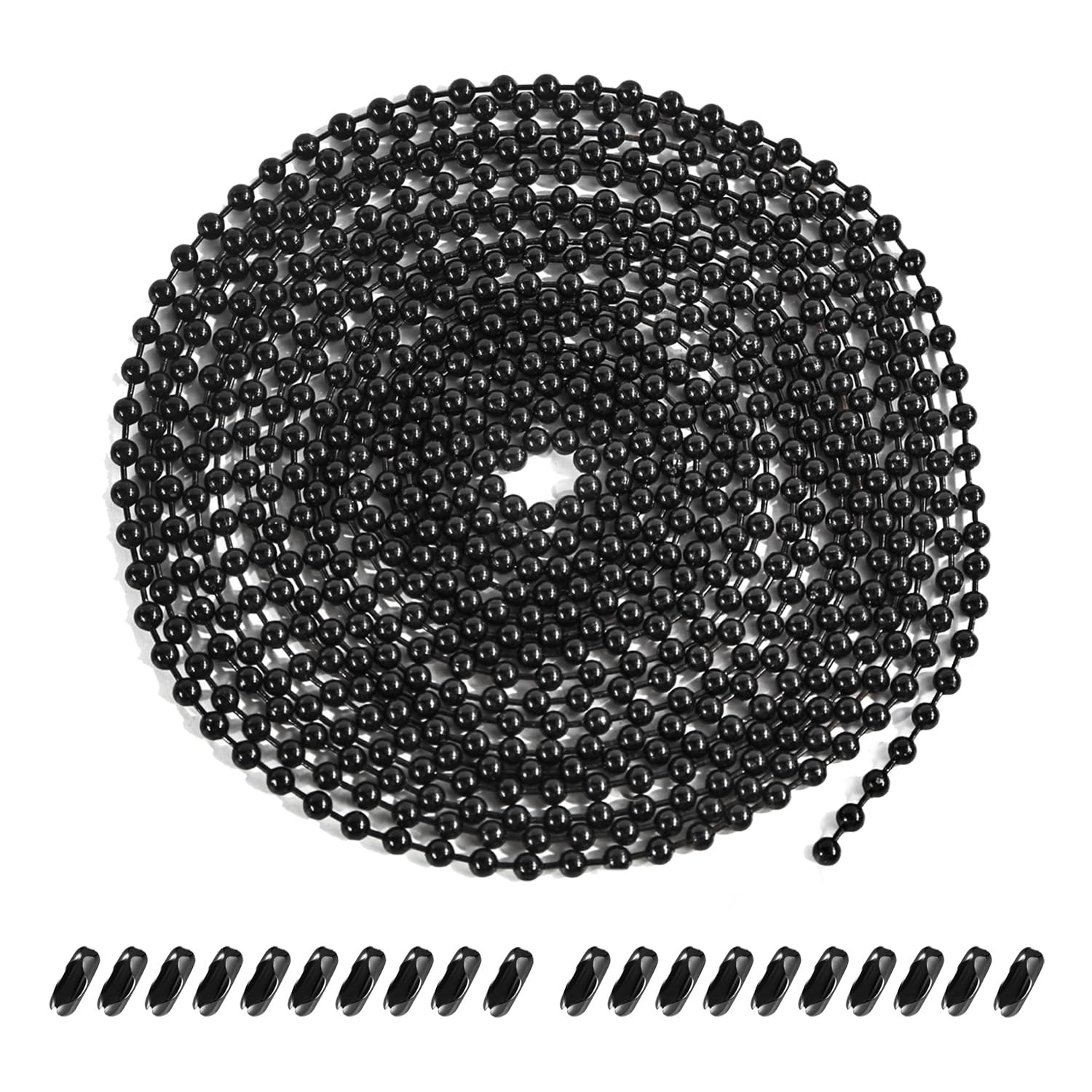 Photo 1 of Dotlite Black Ceiling Fan Pull Chain, 120" Extra Long Rust Proof 3mm Beaded Ball Light Pulls Extension Chains with 20Pcs Connectors