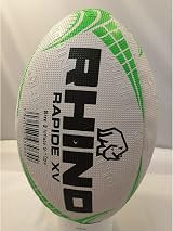 Rhino Rapide XV Rugby Ball White Green Size 3 Brand Rhino view 5