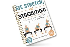 Chair Yoga for Seniors Over 60 Book, 3-Person Illustration Cover with Exercise Chart, Gentle Poses for Weight Loss and Mobili