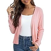 Allegra K Cardigan Sweaters for Women's Lightweight Long Sleeve Cropped Open Front Knit Bolero Shrugs