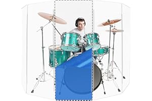 PENNZONI Drum Shield 5.5ft Single Panel w/Plastic Hinges, Premium Clear Acrylic Panel, Drum Screen