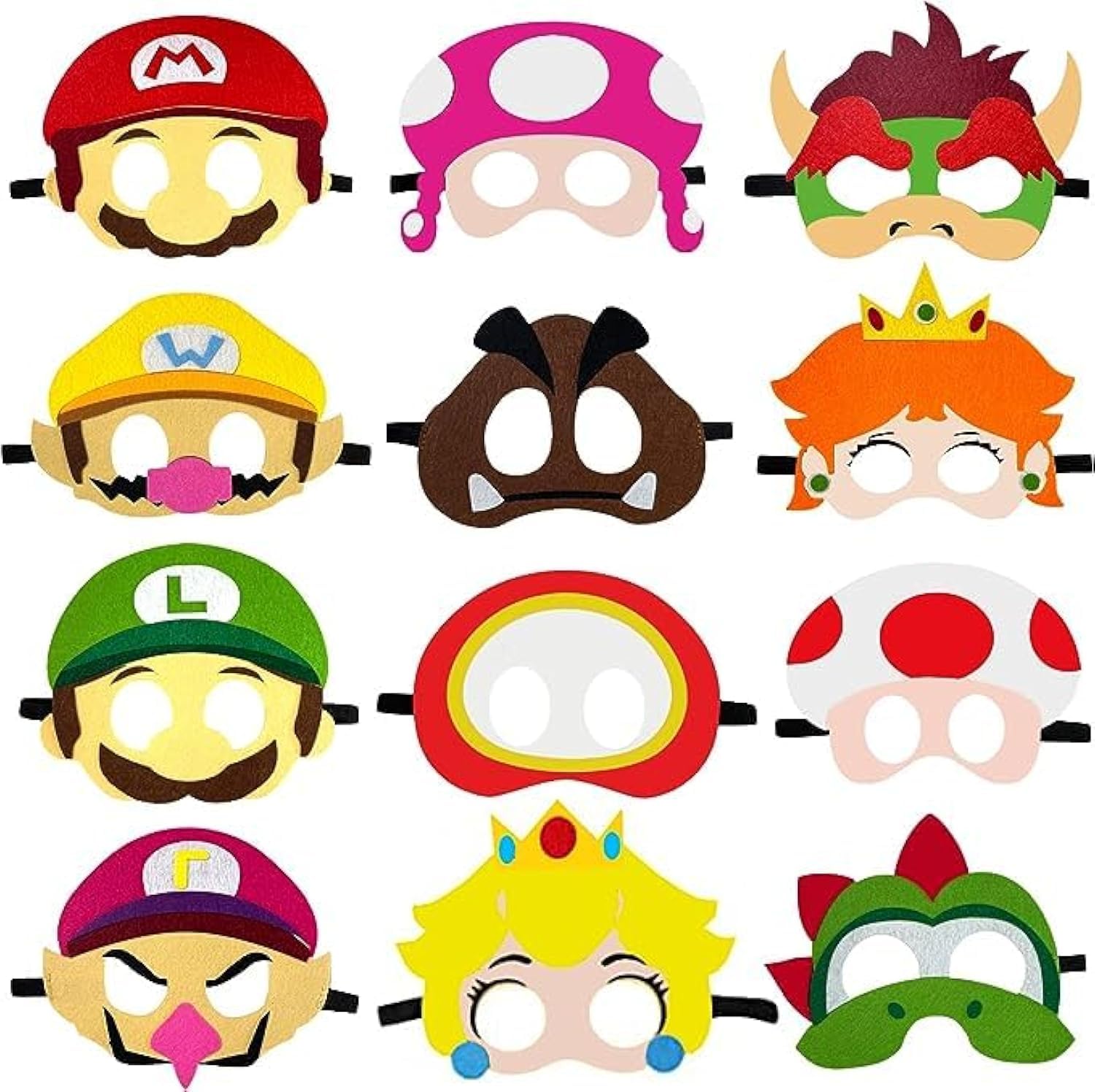 Deluisho Mario Party Masks, Mario Brother Felt Masks, Mask Super Mario Mask Party Decoration Mario Bros Masks Cosplay Accessories for Kid