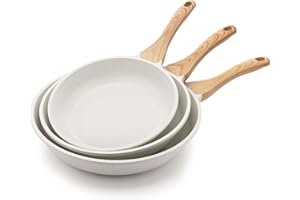 SENSARTE Nonstick Frying Pan Skillets, White Ceramic Coating Omelette Pans, Healthy Cookware Chef's Pan, Free of PTFE & PFAS 