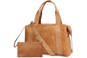 miss fong Large Diaper Bag Tote Pregnancy Hospital Bag Leather Diaper Bag,Baby Tote Bag with 9 Pockets Mommy Bag with Small Purse-Brown