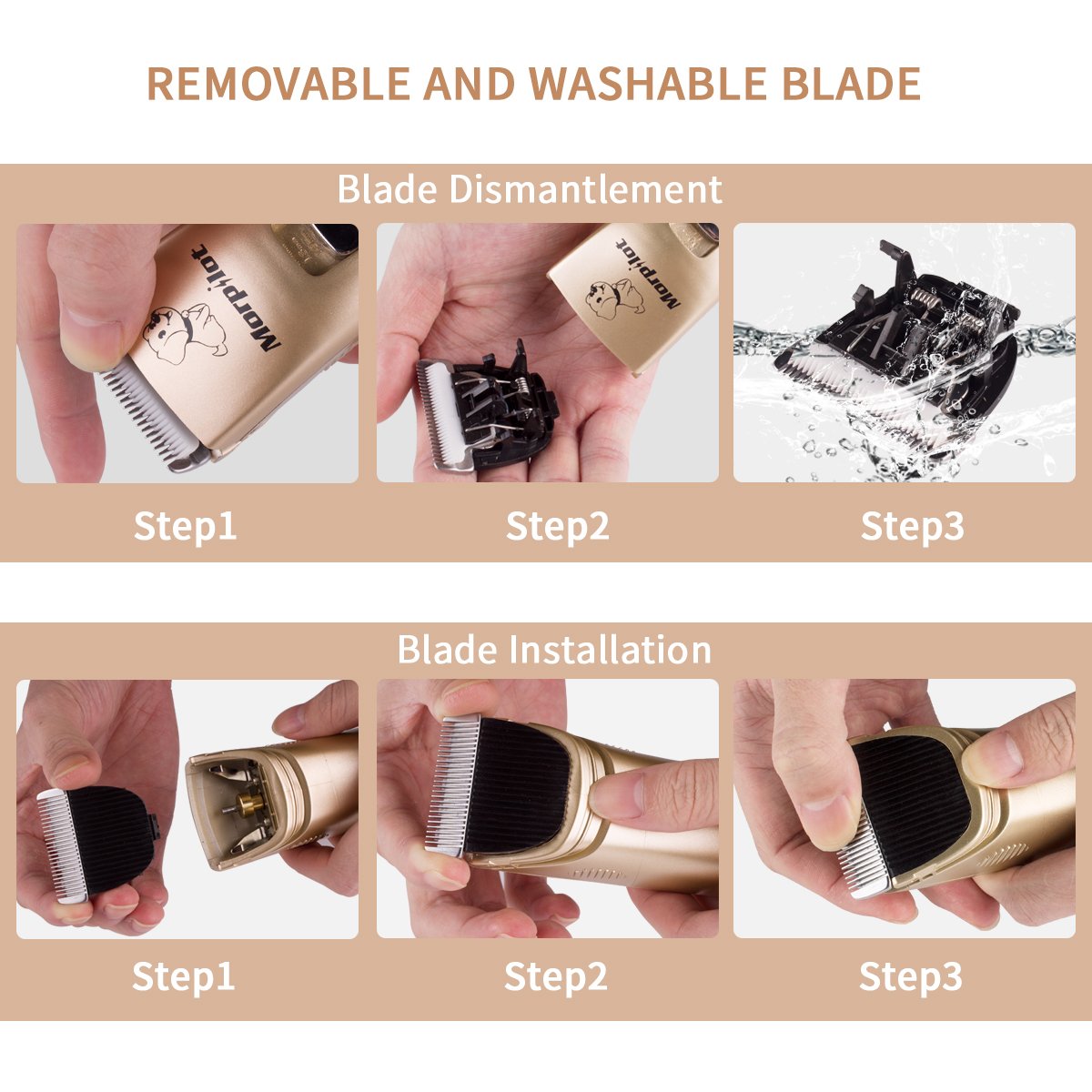 morpilot Tondeuse Chien Chat Tondeuse Animaux Electrique Professionnelle sans Fil Rechargeable USB Rasoir Toilettage Animaux Clippers avec Ciseaux et Peigne Acier et Multi Accessoires