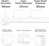 KIAMXNE Stainless Steel Extendable Shower Curtain Rod 132-195cm White view 5
