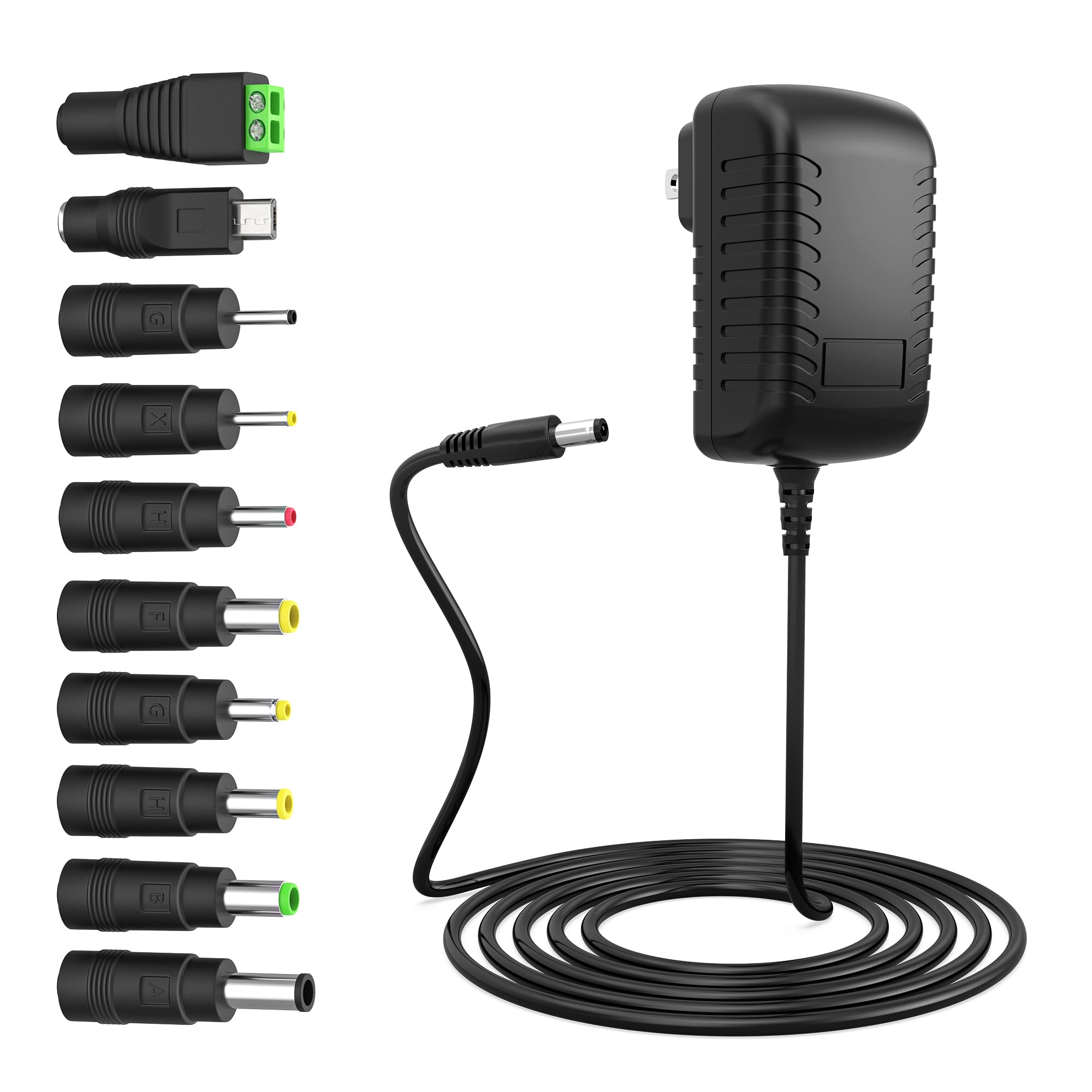 Photo 1 of 10V 1.8A 1.5A 1A Charger 10.0V 1.0A AC Adapter 18W Switching Power Supply DC 10V 1800mA 1500mA 1000mA 500mA Adaptor Regulated Transformer Cord with 10 Interchangeable DC Plug