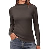Saodimallsu Womens Mock Neck Sweater Tops Long Sleeve Fitted Sweaters Casual Basic Soft Knit Pullover Shirts