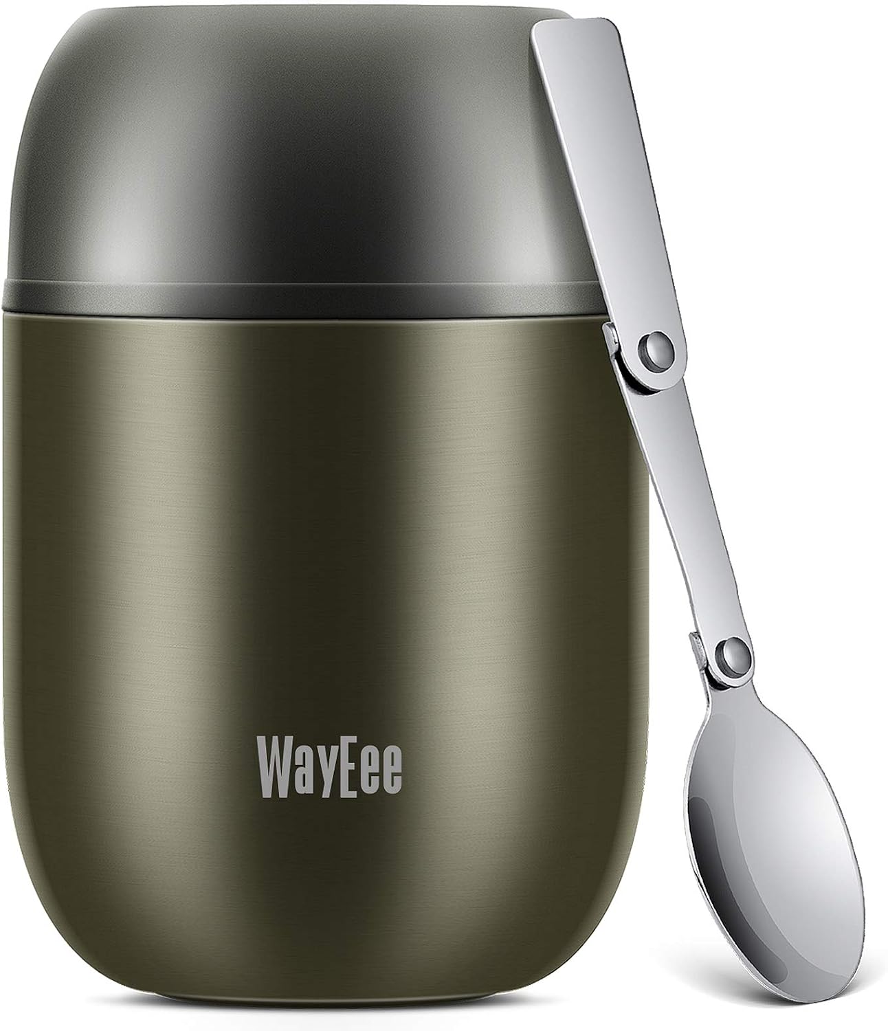 WayEee Food Flask, Stainless Steel King Food Jar with Folding Spoon-450ml (Gray), Grey, 450 ml