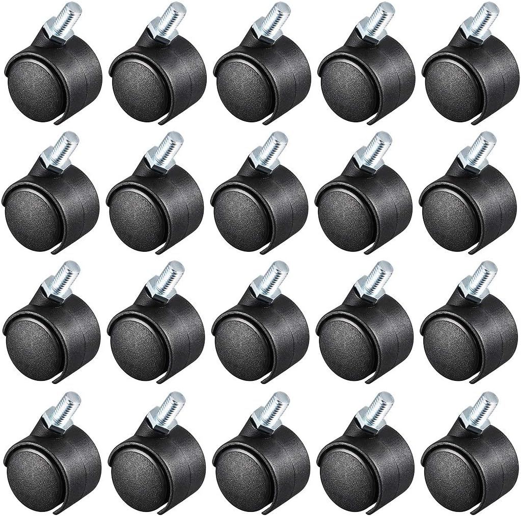 SHENGquan Casters Casters Nylon Twin Wheel with Brake,Threaded Stem