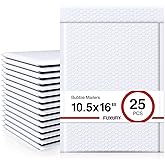Fuxury White Bubble Mailers 10.5x16 Inch 25 Pack, Self Seal Padded Envelopes Waterproof Shipping Bags, Padded Mailers, Bubble Bags for Mailing, Packaging, Small Business, #5