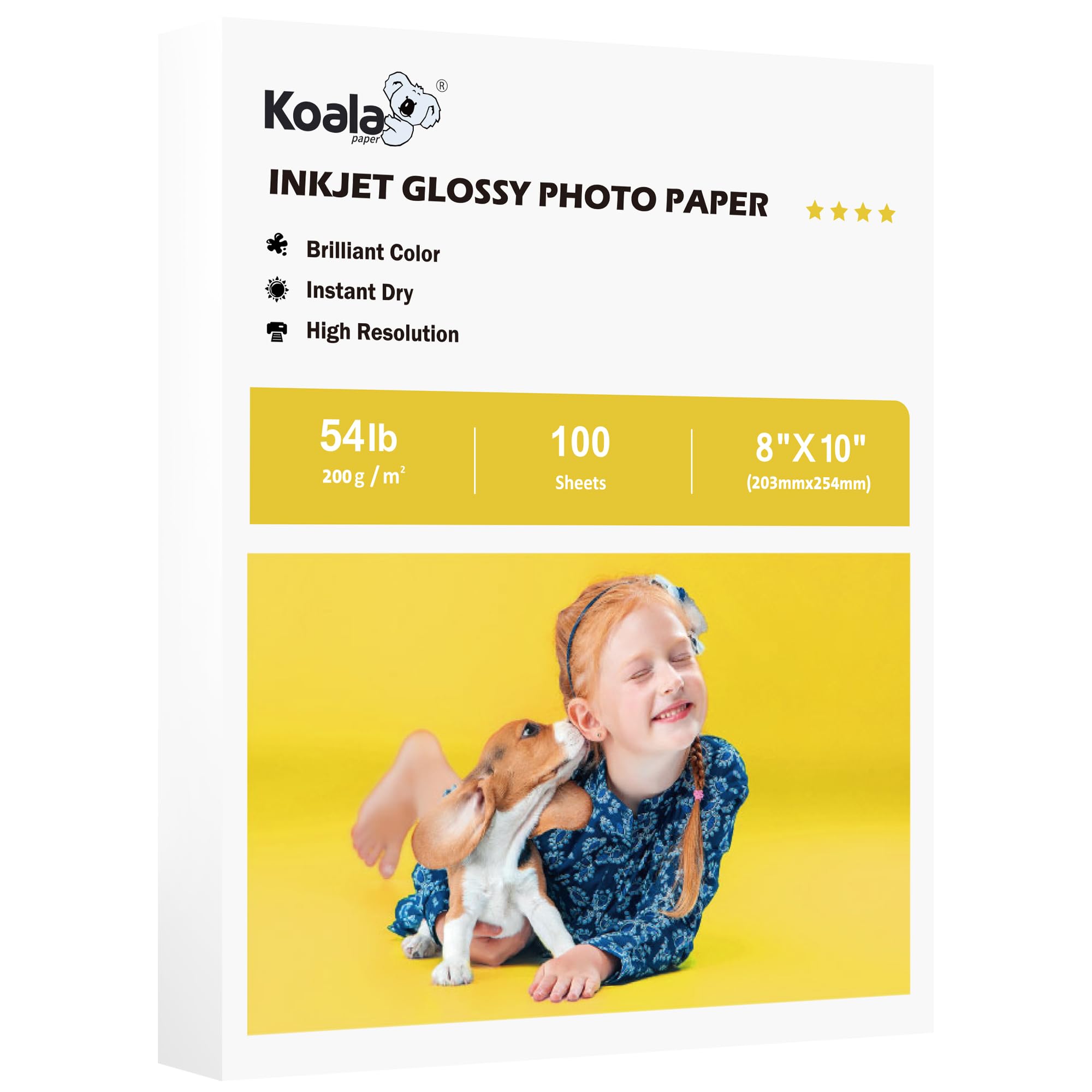 Photo 1 of Koala Glossy Inkjet Photo Paper Thick 8X10 Inches 100 Sheets 54lb Picture Paper for Inkjet Printer Use DYE INK for Family Photos 200gsm