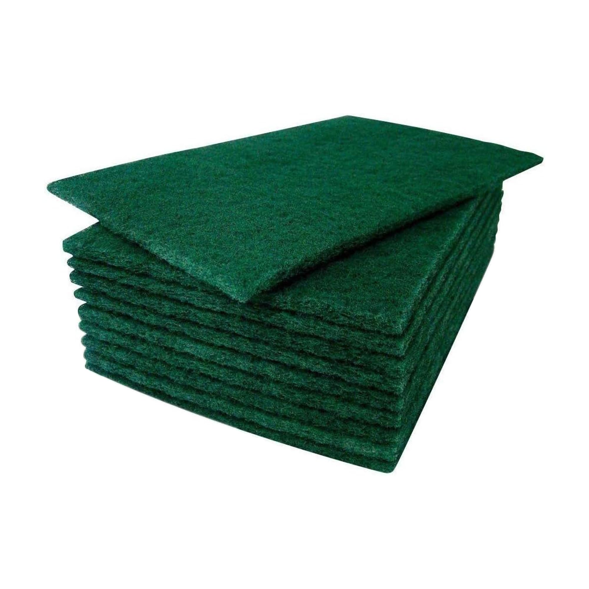 We Can Source It Ltd - Green Heavy-Duty Scourer Pads - Large Single-Sided Scouring Sponges for Kitchens, Restaurants, Bars & Commercial Cleaning - Non-Scratch, Floor & Surface Cleaner - 10 Pack