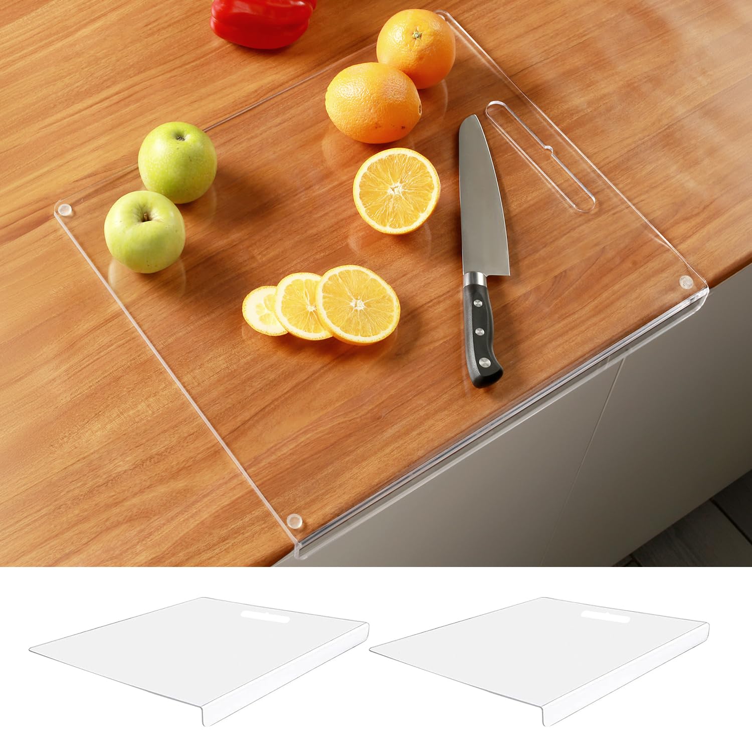 Photo 1 of 2 Pack 18" x 16" Clear Cutting Board for Countertop, Acrylic Cutting Board with Lip, Kitchen Chopping Board for Meat, Veggies, Fruits, Bread, Space-Saving Kitchen Essential Gift for Mom, Lover