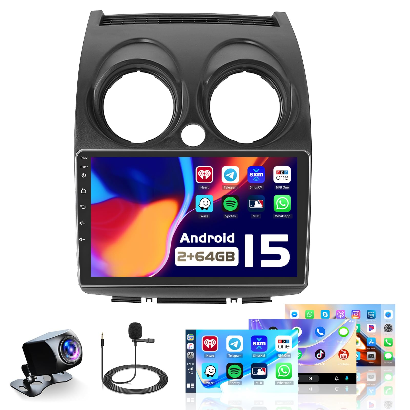 View 1 of ?DSP&EQ? Android 15 2+64G Radio for Nissan Rogue Sport Qashqai 2008-2013, 9 inch Touch Screen for Nissan Rogue Touch Screen Car Stereo, Bluetooth, GPS, 5G WiFi, FM RDS, Mirror Link, 26UI