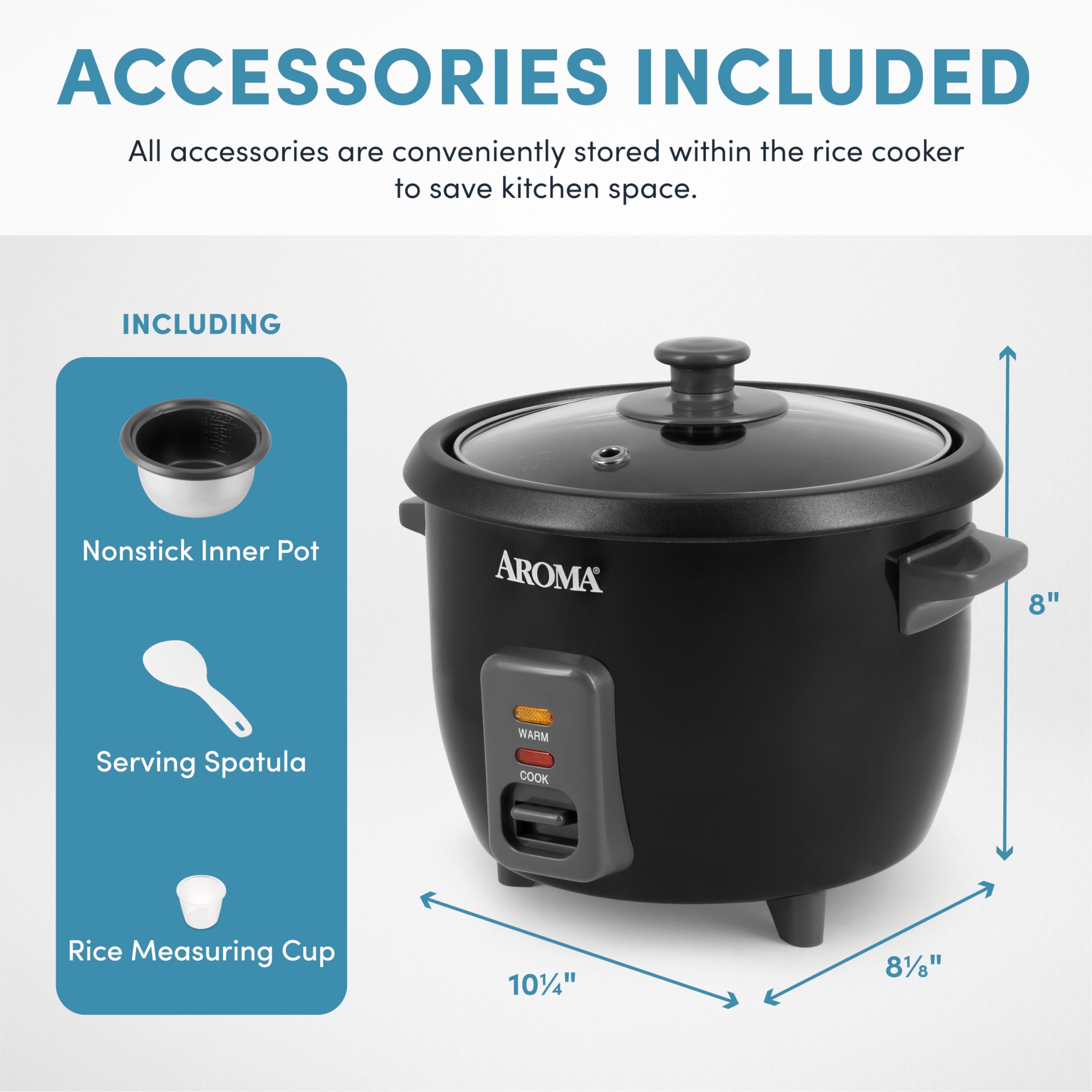 Aroma Housewares 1.5Qt. Rice & Grain Cooker (ARC-363NGB),Black,6-Cup Cooked / 3-Cup Uncooked