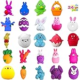 JDSTY 24Pcs Easter Mochi Squishy Toys Stress Relief Squishies for Kids Boys Girls Toddlers Easter Basket Stuffers Egg Fillers Gifts Party Favors