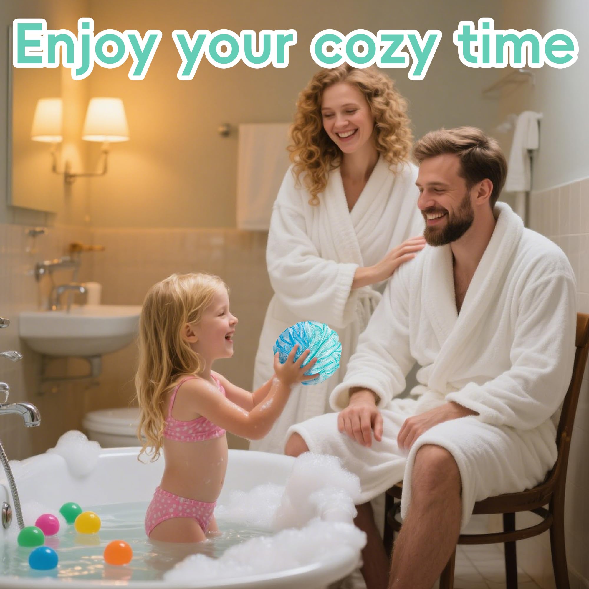 LCZLBath Loofah 4 Pack 75g Extra Large Loofa Set Soft Bath Sponge Thick Body Wash Puffs for Shower