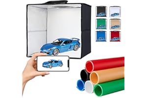 SYSCLOUD Photo Studio Light Box Photography, 12"x12" Professional Dimmable Shooting Tent Kit with 120 LEDs Lights & 6 Kinds Double-Sided Color Backgrounds for Product Photography