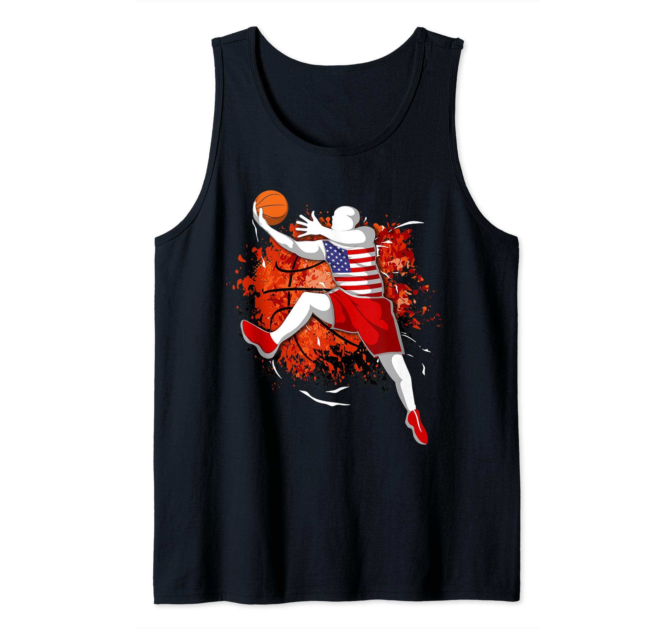 Proud United States Basketball Lovers American National Flag Tank Top