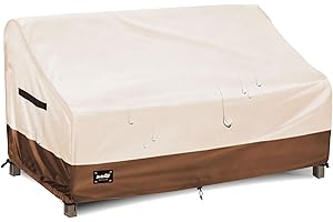 Jin Hrtoyi 2-Seater Outdoor Couch Cover,58" Wx32 Dx31 H Inches Patio Loveseat Cover,100% Waterproof Heavy Duty Patio Sofa Covers,Patio Furniture Covers,Beige&Brown