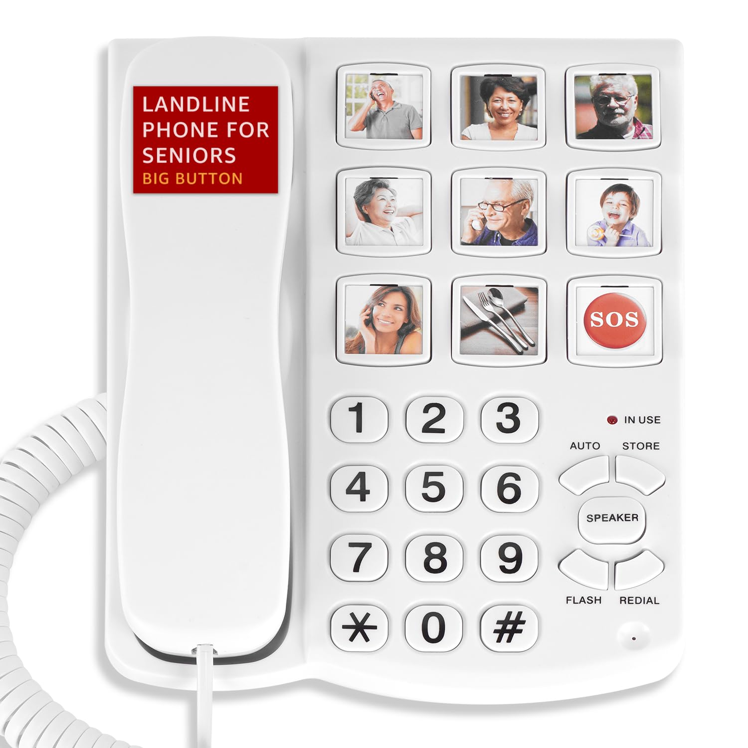Photo 1 of Uvital Big Button Phone for Seniors, Corded Landline Phone with 9 One-Touch Dialing Big Buttons, Hands-Free Calling, Loud Ringer, Easy to Use for Visually Impaired Telephone for Seniors