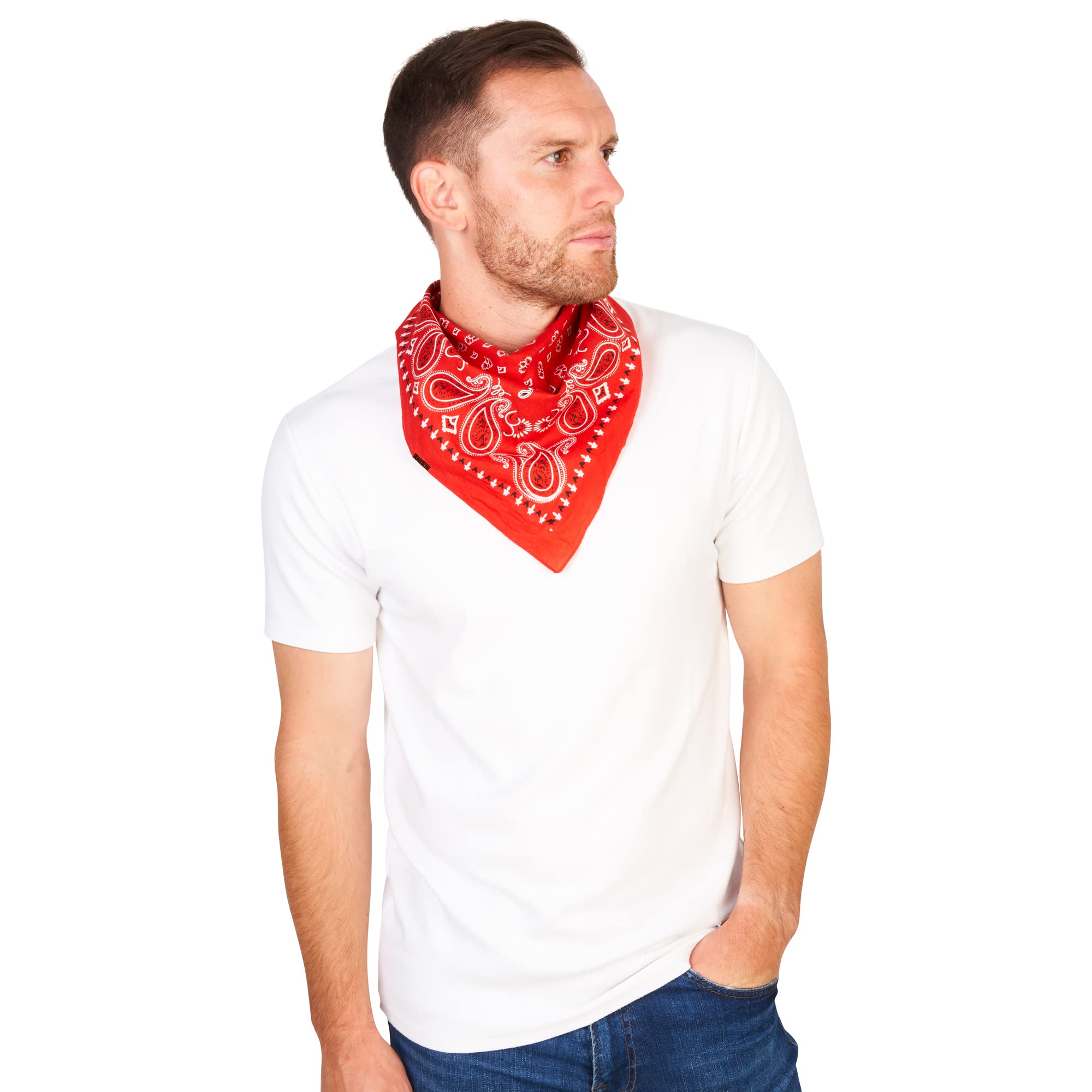 Bandana Rot für Damen & Herren - Baumwolle Kopftücher - Sommer & Winter 6