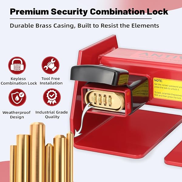 ANTIVANL SHIPPING CONTAINER LOCKS HEAVY DUTY WITH COMBINATION LOCK, MAXIMUM SECURITY SEMI TRAILER DOOR LOCK, SHIPPING CONTAINER COMBINATION LOCKS FOR SEMI TRAILER DOOR SECURITY (8 1/2″ TO 13 5/16″)