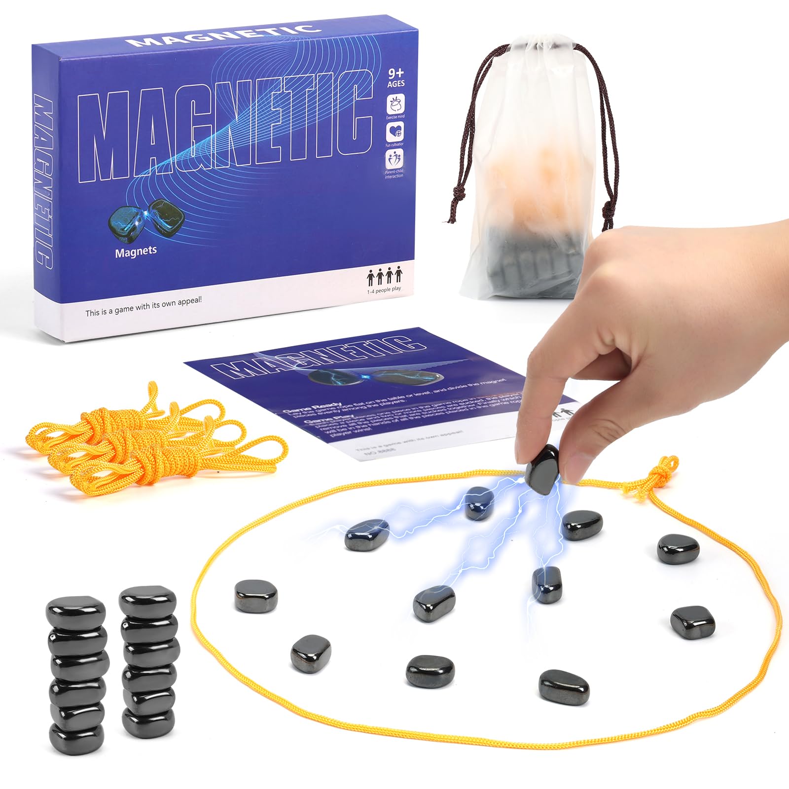 Photo 1 of Magnetic Chess Game,24 Stones, 3 String & Portable Storage Bag, Strategy Board Game for Family Night, Use for Kids Adults (Age 9+)