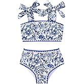 YOUNGER TREE Toddler Girls Two Pieces Swimsuit Color Block Stripe Swimwear Summer Beach Bathing Suit 18M-5T