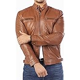 Jild Signature Diamond Style Lambskin Leather Jacket Men - Premium Leather Café Racer Vintage Look Motorcycle Jacket Men