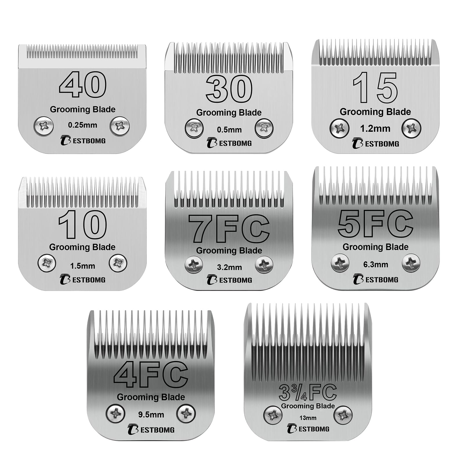 BESTBOMG Dog Grooming Replacement Blade Compatible with Andis/Wahl/Oster Dog Clippers (10+15+30+40+7FC+5FC+4FC+3FC)