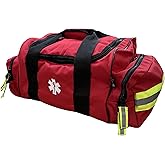 Kemp USA Maxi Trauma Bag - Large First Aid Kit for EMT First Responders - Water Resistant 600D Nylon - Buckle Closure with Adjustable Strap & Reflective Trim - Red