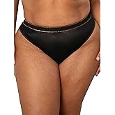 Curvy Couture womens Shimmer High Cut Thong Panty