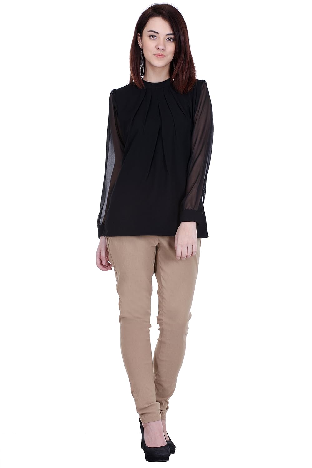 aida women's beige cotton formal pant