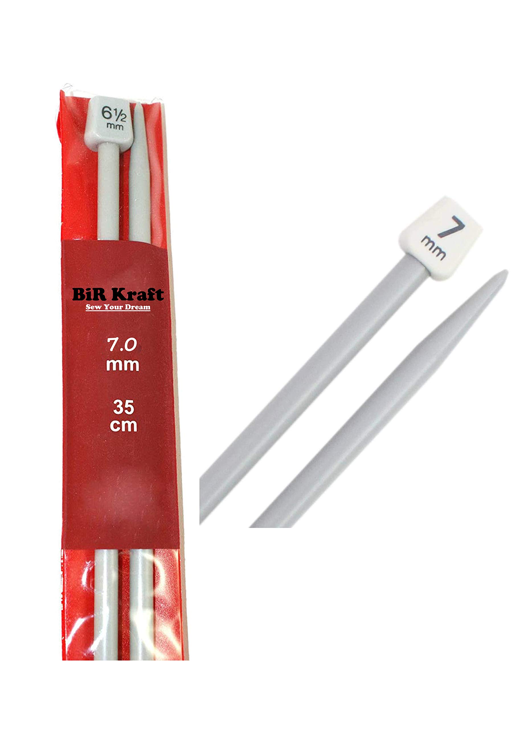 2 x Long Straight Plastic Knitting Needles (35cm) - Needle Diameter 5mm, 5.5mm, 6mm, 6.5mm, 7mm, 7.5mm, 8mm, 9mm and 10mm 2 x 2 .276 in