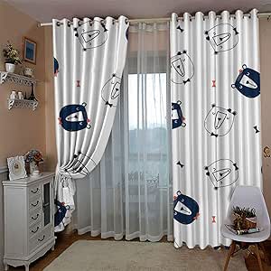 JIAOJIA - Cortina de ventana con diseño floral y dibujos animados para