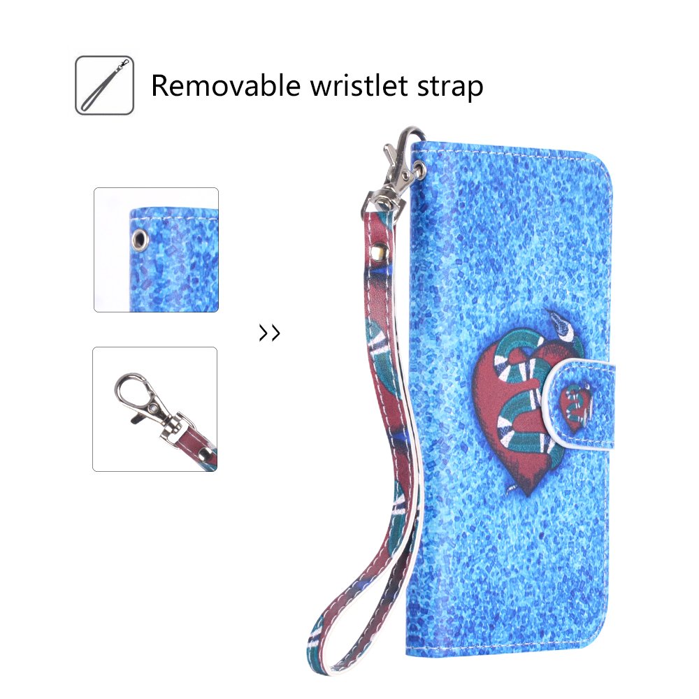 iPhone 6S Plus Wallet Case,iPhone 6 Plus Wallet Case,MagicSky Premium PU Leather Flip Folio Case Cover with Wrist Strap,Card Slots,Cash Pocket,Kickstand for Apple iPhone 6S Plus/6 Plus(Snake)