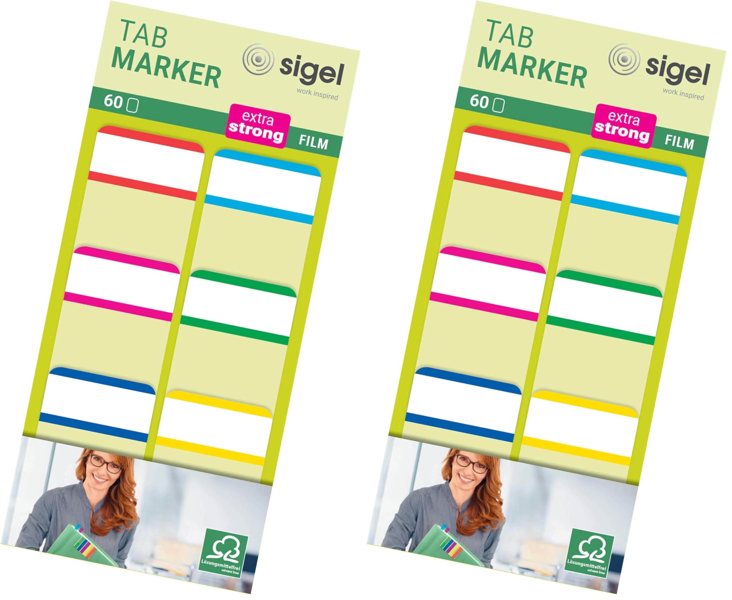 SIGEL HN201 Tab Marker Basic, Extra Strong, 6 x 10 Sheets, Red/Magenta/Blue/Cyan/Green/Yellow (Pack of 2) — image 1