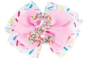 EXACOO Birthday Hair Bows for Girls Cute Hair Clips 2nd Birthday Decorations for Girl Pink Birthday Hair Accessories Photo Props 2nd Birthday Gifts 2nd Birthday Outfit Girl Bow Birthday Decorations