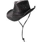 Dorfman - Outback Hat for Men, Weathered Cotton, UPF50+ UV Protection | Western Sun Hat, For Hiking, Fishing, Beach &amp; Travel, High UV Protection, Chin Cord, Shapeable Wide Brim, Water-Repellant