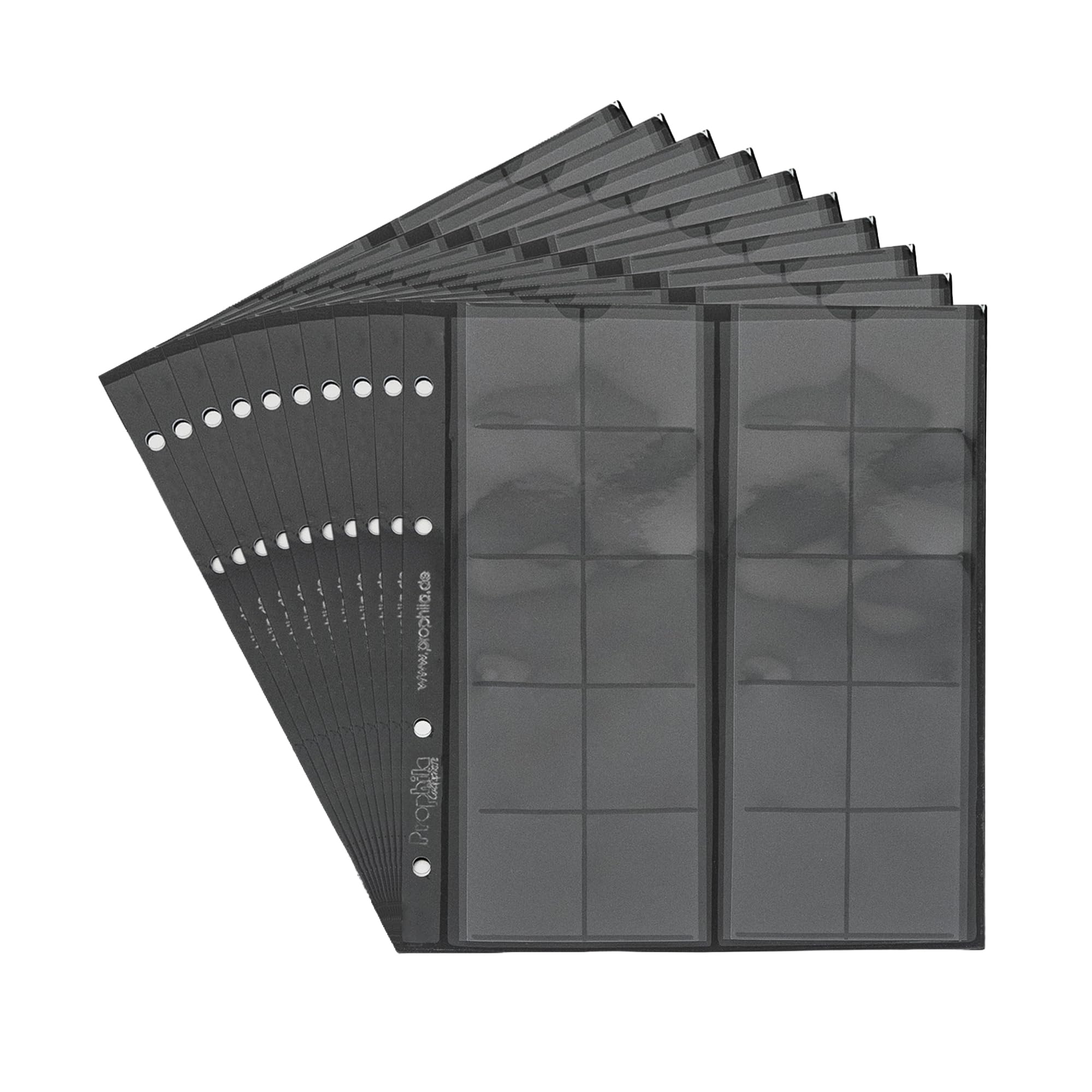 10 Numismatic Prophila Coin Sheets, 20 Pockets up to 34 mm Ø, e.g. 5 DM, 2 DM