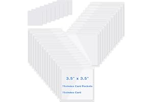 Glenmal 75 Set Self Adhesive Index Card Pockets Holders with Index Cards 3.5 x 3.5 Inch Clear Pocket Sleeves with Top Open Pockets with Flash Cards Labels for Business Library Organizing Storage