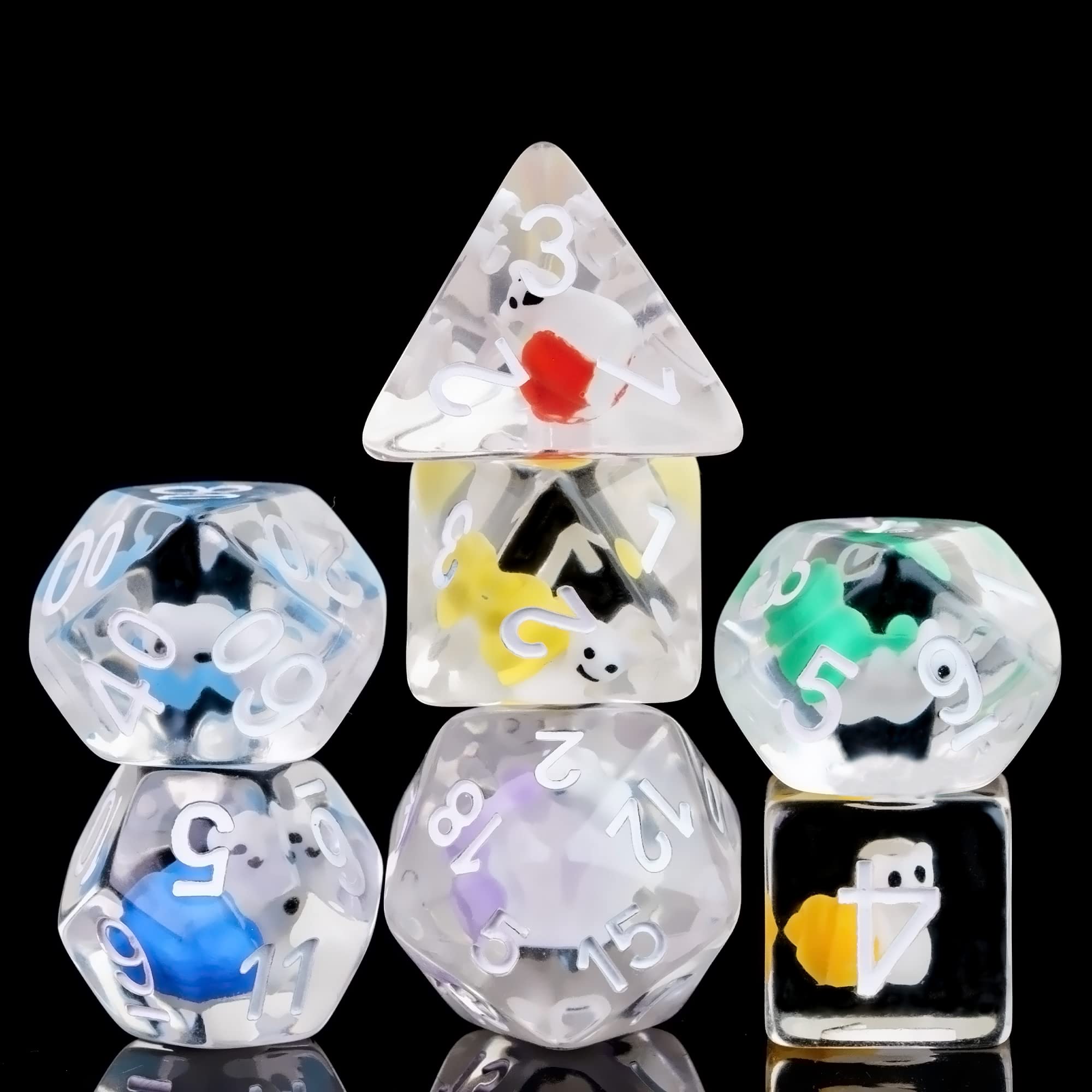 cusdie 7-Die DND Dice, Polyhedral Dice Set Filled with Animal, for Role Playing Game Dungeons and Dragons D&D Dice (Colorful Snail)