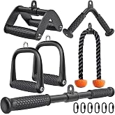 SELEWARE Triceps LAT Pulldown Attachments Cable Machine Attachment for Gym | Weight Machine Accessories Home Gym Workout Accessories Triceps Rope Double D Row Handle Pull Down Bar Straight Bar D Handle