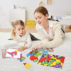 3 otters Wooden Pattern Blocks Shapes for