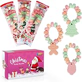 40 Pack Christmas Candy - Individually Wrapped Holiday Themed Candy Bracelets Bulk, Use for Stocking Stuffers(Santa, Tree, Gingerbread Man), Party Favors, Christmas Gifts