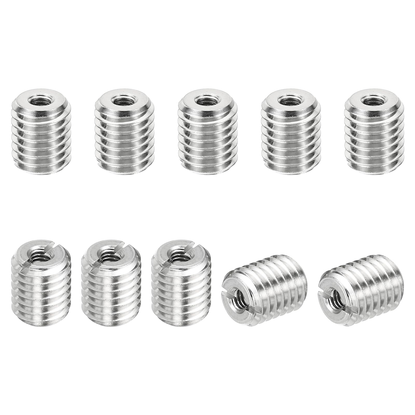 PATIKIL Thread Adapters Sleeve Reducing Nut, 10 Pcs M10*1.5 Male to M4*0.7 Female Repairing Insert Nut Screw Reducer Conversion Stainless Steel Fastener 12mm