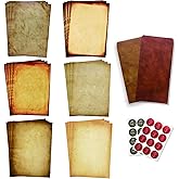 Antique Stationary Paper and Envelopes Set – Vintage Parchment Paper Old Fashioned Letter Stationery for Printing, Invitation and Calligraphy – 48 Writing Paper with 24 Envelopes Included