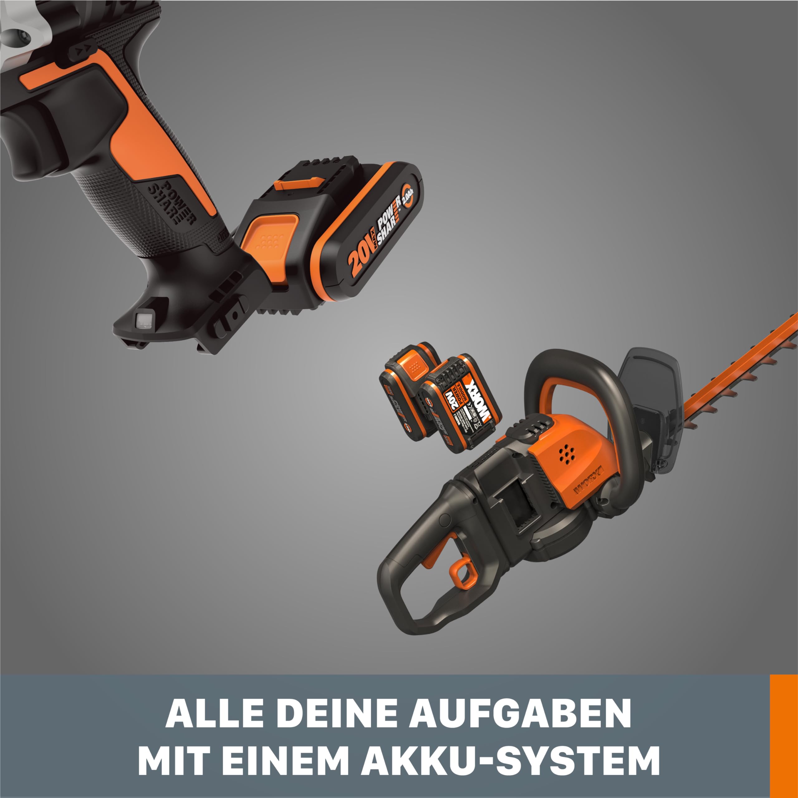 WORX WA3639 Original PowerShare Akku 20V - 2000mAh Li-Ion, wiederaufladbarer - kompakter Akku mit höher Sicherheit & längerer Laufzeit - mit LED-Ladestandanzeige - kompatibel für alle WORX Geräte 4